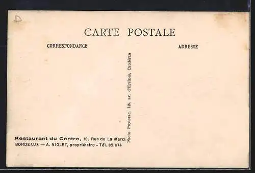 AK Bordeaux, Intérieur du Restaurant du Centre avec tables élégamment dressées