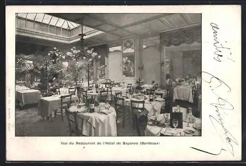 AK Bordeaux, Vue du Restaurant de l`Hôtel de Bayonne