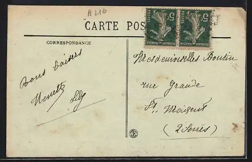AK Libourne, Rue Chanzy et Café Riche animés avec passants et cyclistes