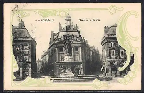 AK Bordeaux, Place de la Bourse et fontaine monumentale