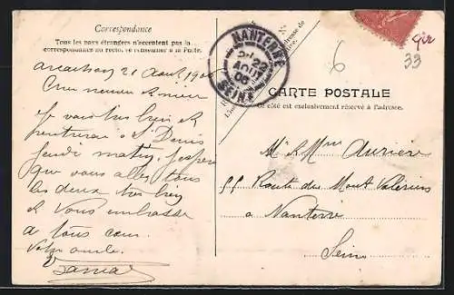 AK Arcachon, Boulevard de la Plage avec calèche et passants