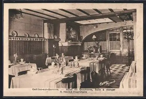AK Cadillac-sur-Garonne, Hôtel du Commerce, Salle à manger de R. Reder propriétaire