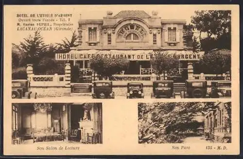 AK Lacanau-Océan, Hôtel et Restaurant de l`Étoile d`Argent avec son salon de lecture et parc
