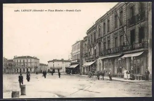 AK Langon, Place Mauvezin, Grands Cafés animés