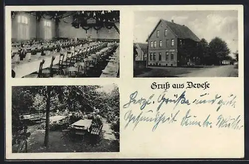 AK Devese, Gasthaus-Kaffeegarten W. Büermann, verschiedene Ansichten