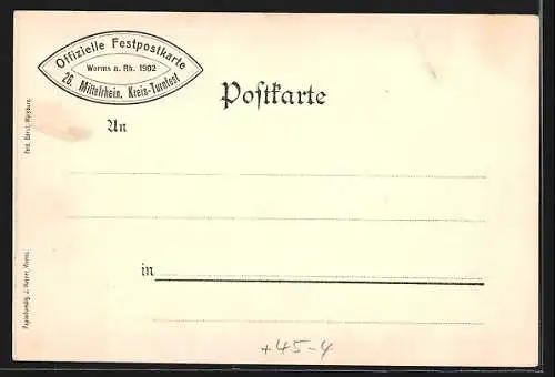 Lithographie Worms, 26. Mittelrheinisches Kreis-Turnfest 1902, Turnvater Jahn