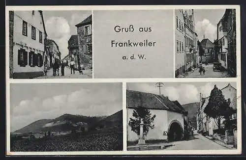 AK Frankweiler / Pfalz, Strassenpartie am Gasthaus zur Traube v. Fritz Weiss, Ortspartien, Panorama