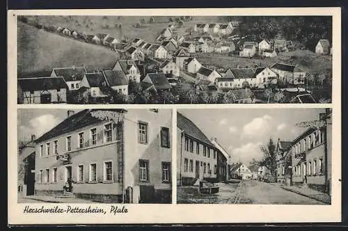 AK Herschweiler-Pettersheim /Pfalz, Gasthaus zur Post v. Ww. Zimmer, Strassenpartie, Totalansicht