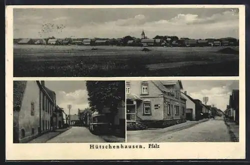 AK Hütschenhausen /Pfalz, Strassenpartien, Totalansicht übers Feld
