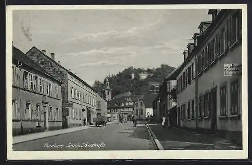AK Homburg / Saar, Saarbrückerstrasse mit Geschäften