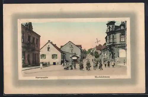 AK Herrensohr, Belebte Partie in der Marktstrasse