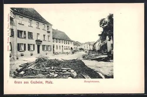 AK Ensheim /Pfalz, Partie an der Hauptstrasse