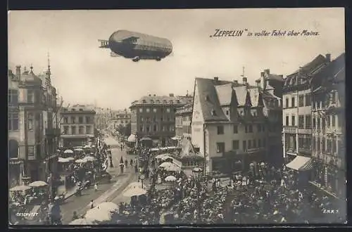 AK Mainz, Zeppelin in voller Fahrt