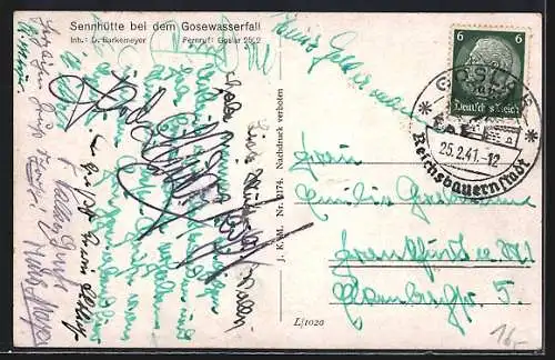 AK Goslar, Gasthof Sennhütte bei dem Gosewasserfall