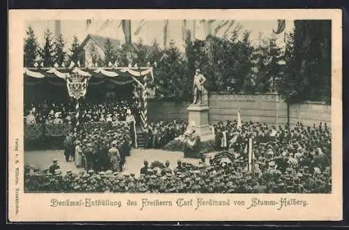 AK Neunkirchen /Saar, Denkmal-Enthüllung des Freiherrn Carl Ferdinand von Stumm-Halberg, mit Ehrentribüne und Publikum