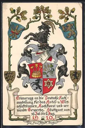Künstler-AK Stuttgart, Deutsche Fach-Ausstellung für das Hotel- und Wirtschaftswesen 1910