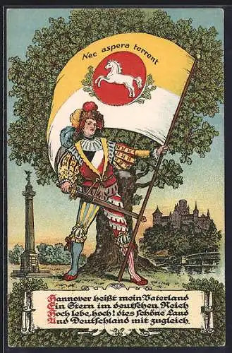 AK Landsknecht mit Fahne Nec aspera terrent