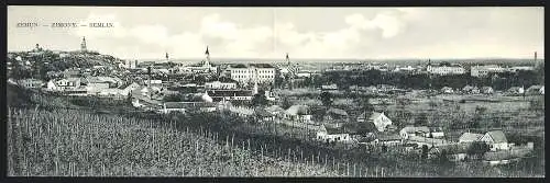 Klapp-AK Semlin, Totalansicht vom Feld aus