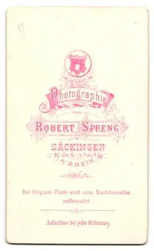 Fotografie Robert Spreng, Säckingen, Mann im Anzug mit wuchtigem Vollbart und Schirmmütze