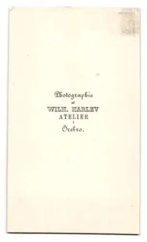 Fotografie Wilh. Harlev, Örebro, Portrait B. Reimers, Blonder Bursche im Anzug um 1870