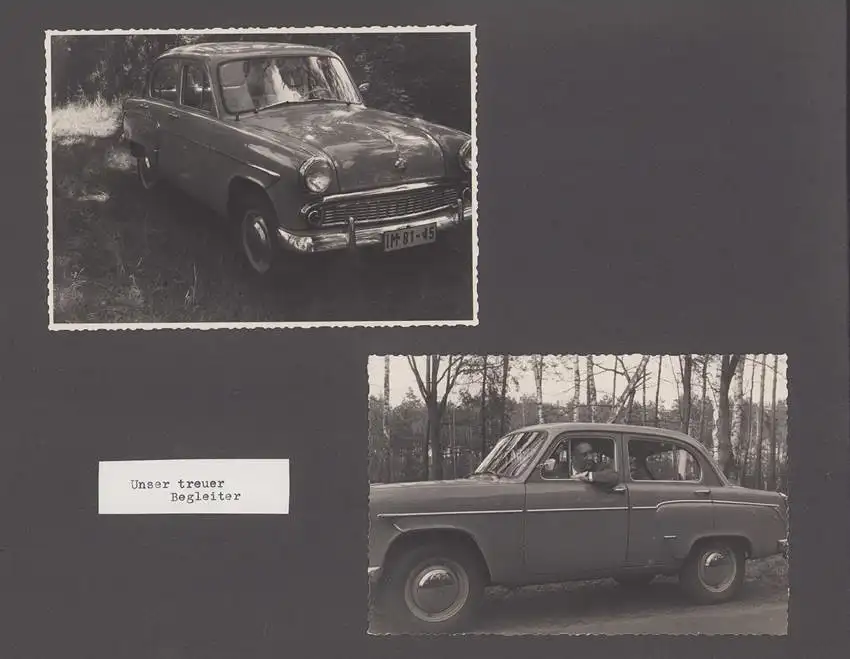 Fotoalbum mit 104 Fotografien, Auto Moskwitsch 402 Blauer Junge, DDR Bürger auf Reisen mit Auto, FKK, Fahrrad 1