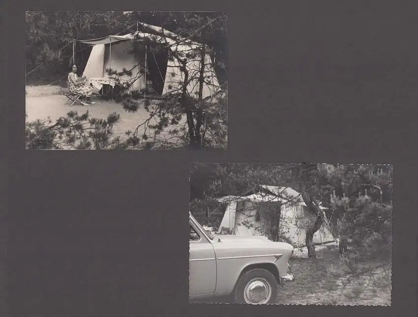 Fotoalbum mit 104 Fotografien, Auto Moskwitsch 402 Blauer Junge, DDR Bürger auf Reisen mit Auto, FKK, Fahrrad 38