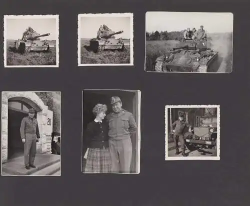 Fotoalbum mit 56 Fotografien, Militär Österreich, Panzer, Panzerhaubitze, Geländewagen Willys Jeep, Radpanzer, Uniform