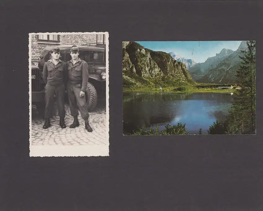 Fotoalbum mit 56 Fotografien, Militär Österreich, Panzer, Panzerhaubitze, Geländewagen Willys Jeep, Radpanzer, Uniform 10