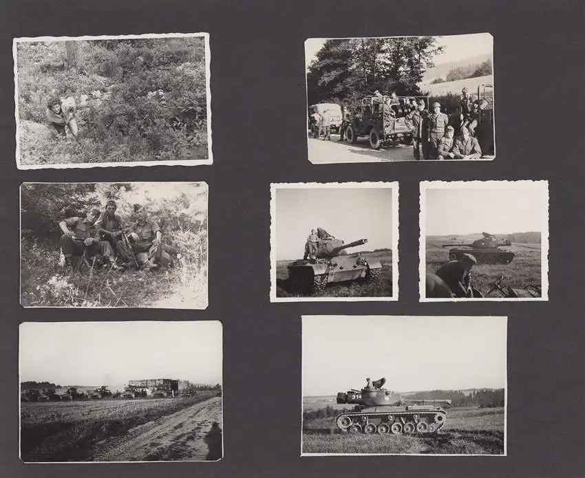 Fotoalbum mit 56 Fotografien, Militär Österreich, Panzer, Panzerhaubitze, Geländewagen Willys Jeep, Radpanzer, Uniform 3