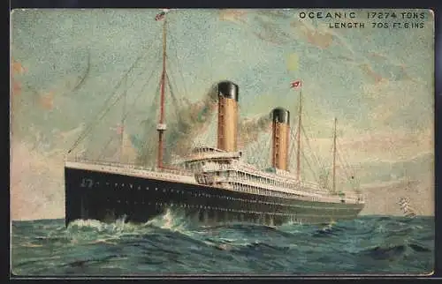 AK Passagierschiff Oceanic auf offener See