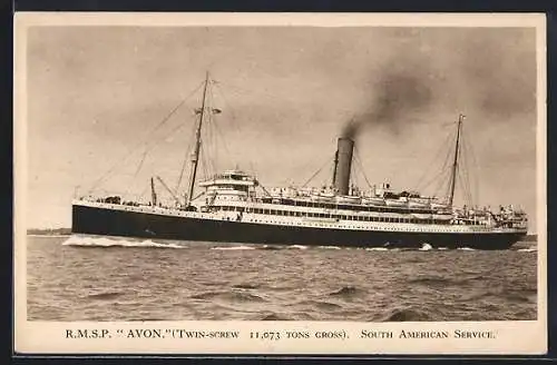 AK Passagierschiff RMSP Avon auf dem Meer, South American Service
