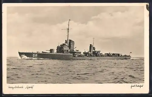AK Torpedoboot GA Greif in voller Fahrt, flagge