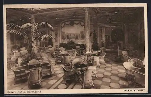AK Passagierschiff RMS Berengaria, Palm Court, Cunard Liner