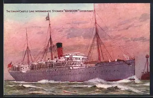 AK Passagierschiff Gascon auf dem Meer, The Union-Castle Line