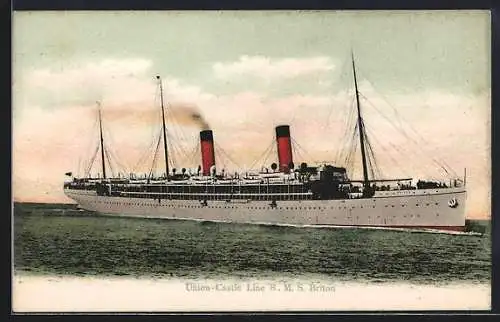 AK Passagierschiff RMS Briton auf dem Meer, The Union-Castle Line