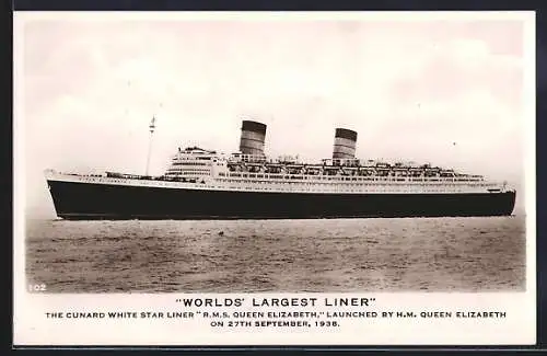 AK Passagierschiff RMS Queen Elizabeth, Cunard White Star Liner
