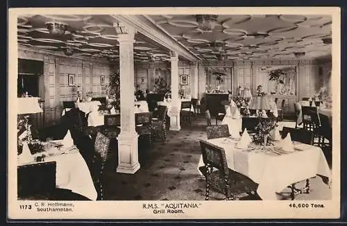 AK Passagierschiff R.M.S. Aquitania, Grill Room