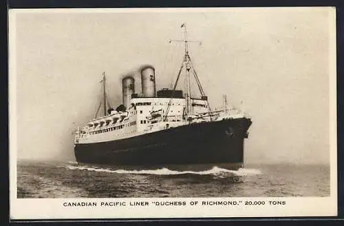 AK Passagierschiff Duchess of Richmond in Bugansicht, Canadian Pacific Line