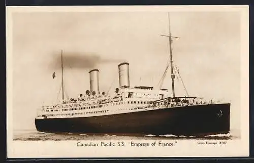 AK Passagierschiff SS Empress of France, Canadian Pacific Liner