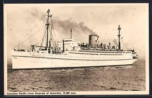 AK Passagierschiff Empress of Australia auf hoher See, Canadian Pacific Liner