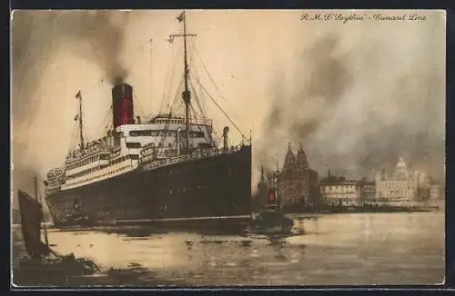 AK Passagierschiff RMS Scythia im Hafen, Cunard Line