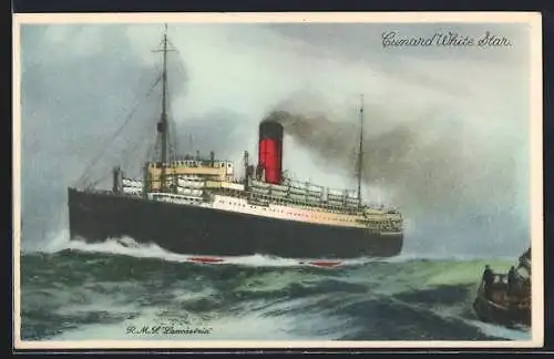 Künstler-AK R.M.S. Lancastria, Passagierschiff in voller Fahrt, Cunard White Star Line