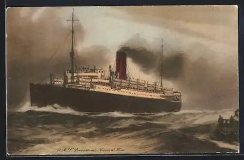 Künstler-AK R.M.S. Lancastria, Passagierschiff in voller Fahrt, Cunard Line