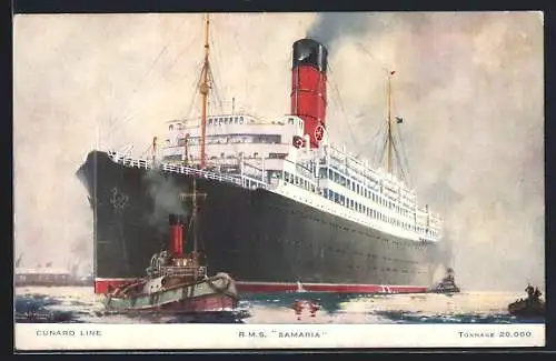 AK Passagierschiff RMS Samaria im Hafen, Cunard Liner