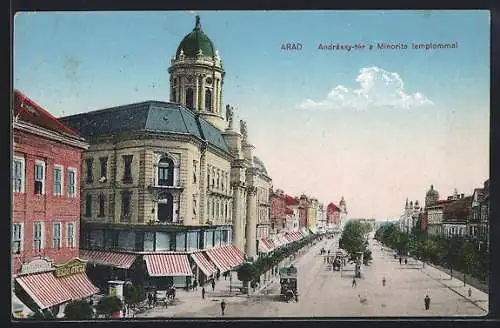 AK Arad, Andrássy-tér a Minorita templommal