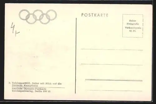 AK Berlin, Reichssportfeld, Osttor mit Blick auf Deutsche Kampfbahn, Olympia