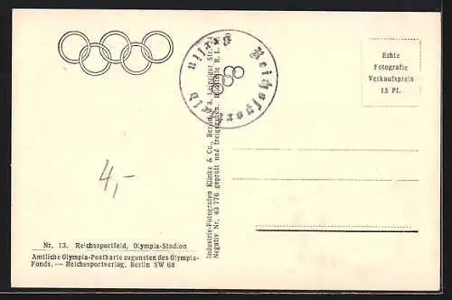 AK Berlin, Reichssportfeld, Olympia-Stadion und Schwimmstadion