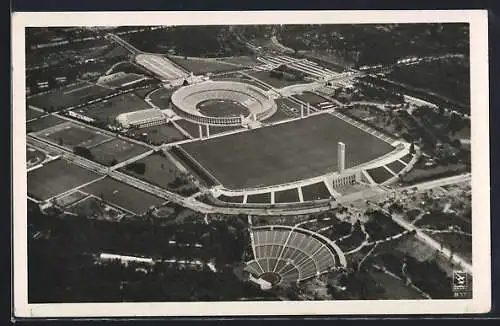 AK Berlin, Olympia Nr. 14, Flugzeugaufnahme Gesamtansicht vom Reichssportfeld mit Dietrich-Eckardt-Bühne