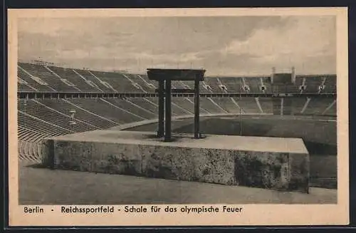 AK Berlin-Charlottenburg, Reichssportfeld mit Schale für das olympische Feuer