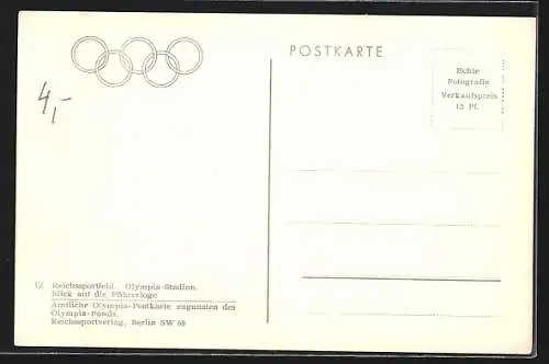 AK Berlin, Reichssportfeld, Olympiade 1936, Stadion, Führerlogenblick